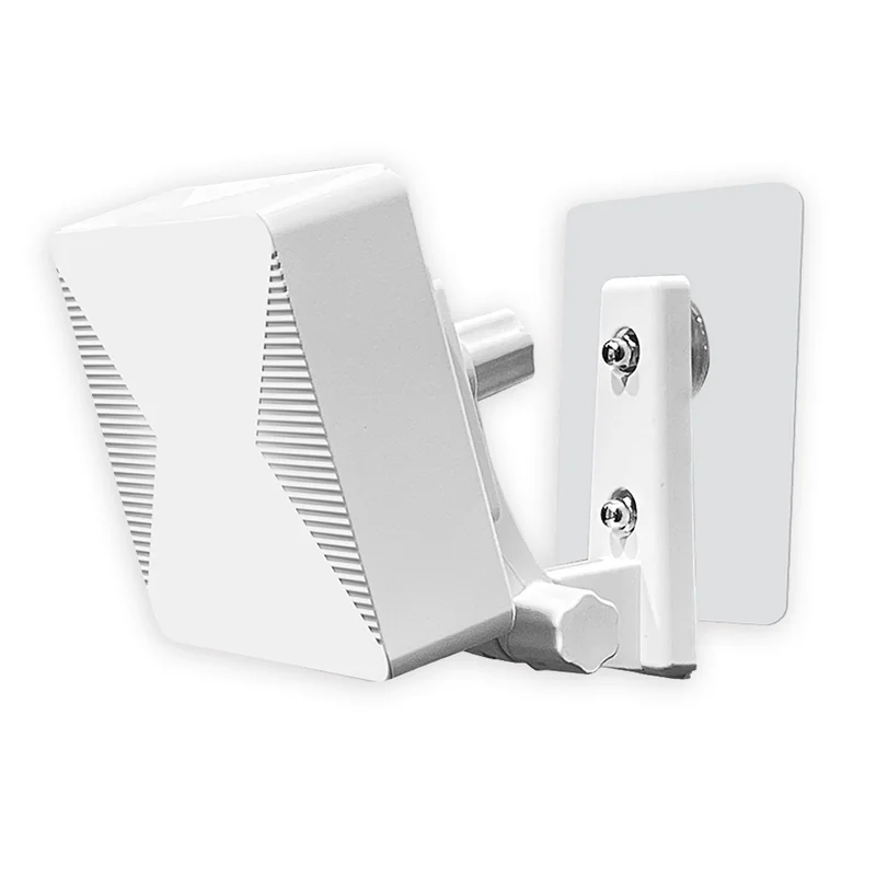 FDS315 fall detection sensor with an angular white housing on an adjustable bracket and wall plate, white background