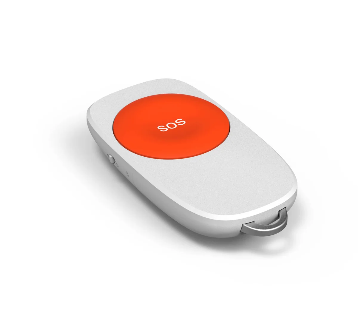 PB206 ZigBee panic button, oval white pendant with a large orange SOS button and a metal lanyard ring