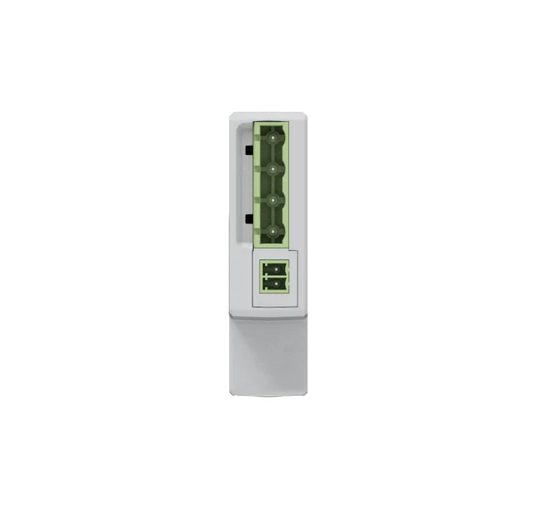 PC4713-W-485 connection side with the green voltage terminal block and the separate two-pole RS485 terminal