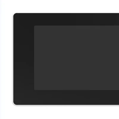 Cropped close-up of the black bezel and blank dark screen of the PCT513 touchscreen thermostat