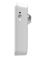 PIR323 ZigBee multi-sensor shown from the side on white, its PIR dome and rear mounting bracket in view