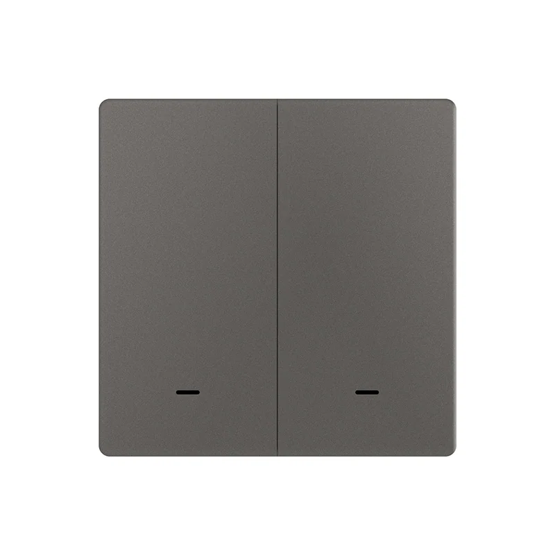 SLC638-Z-TY two-gang ZigBee wall switch in grey with two rocker panels and indicator slots