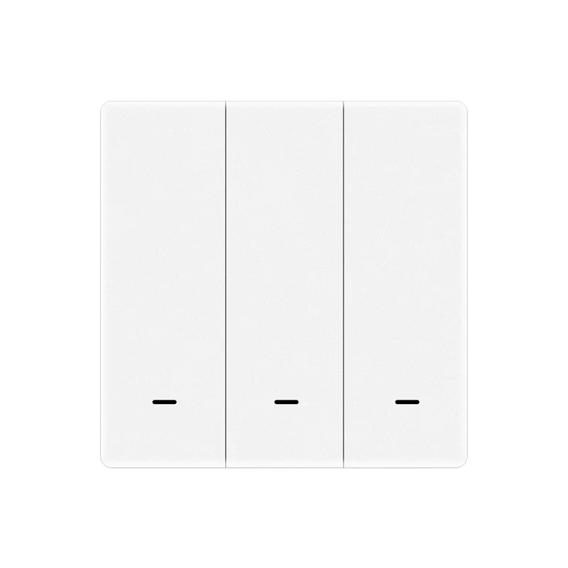 SLC638-Z-TY three-gang ZigBee wall switch in white with three rocker panels and indicator slots