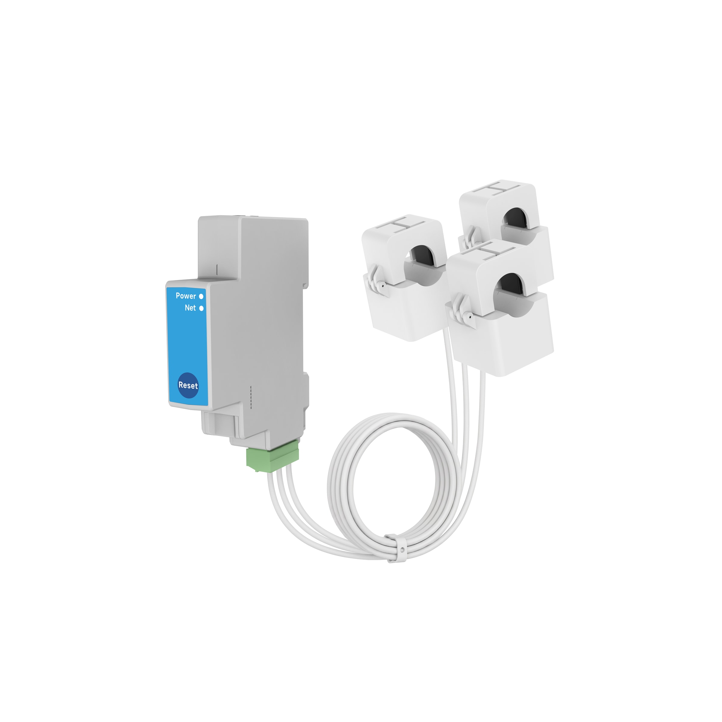 TrioClip Open PC4713-W three-phase smart energy meter with Wi-Fi reporting to a private cloud, no RS485 port fitted