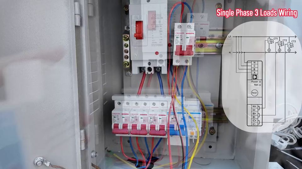 PC4713 single-phase wiring for three separate loads — still from the video