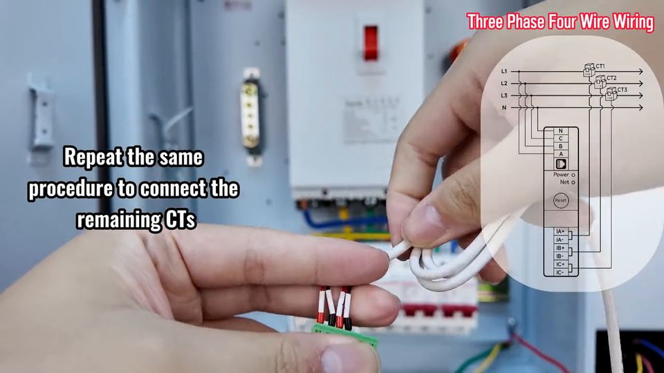 PC4713 three-phase four-wire (3P4W) wiring — still from the video